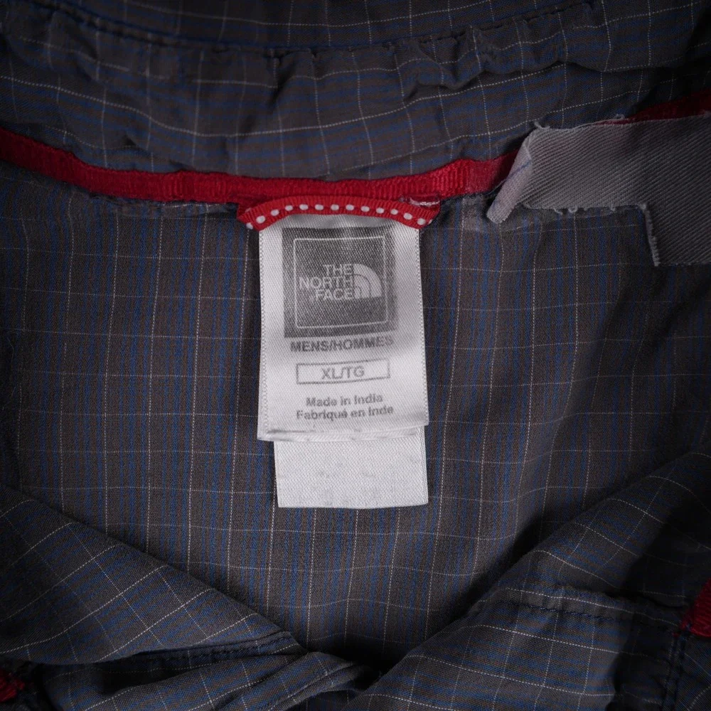 The North Face Button Down Shirt Mens XL Grey Fair Plaid Short Sleeve Ripstop